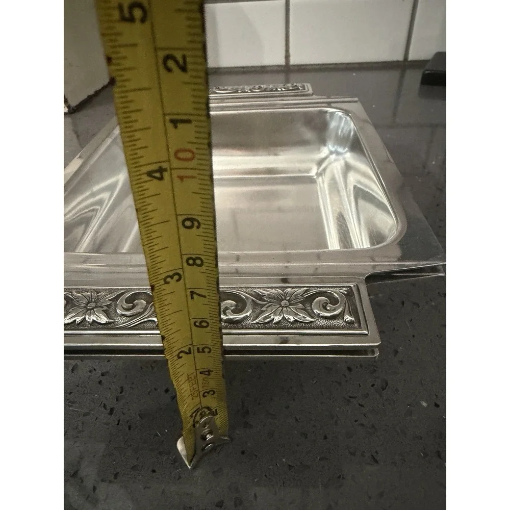 2 Vintage Stainless Steel Tray Serving Bowls Ornate Handles Dish 9.5